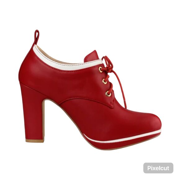 New Faux Leather Platform lace up chunky heel ankle boot Size 10 - Picture 7 of 9